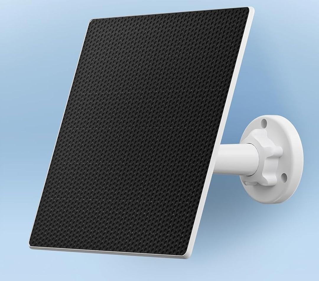 Solar Panel Charger for Security Camera Outdoor, 5W Solar Panels with Micro USB & USB C Adapter for DC 5V Rechargeable Battery Camera, IP65 Waterproof, 360°Adjustable Mounting, 9.8 Ft Charging Cable