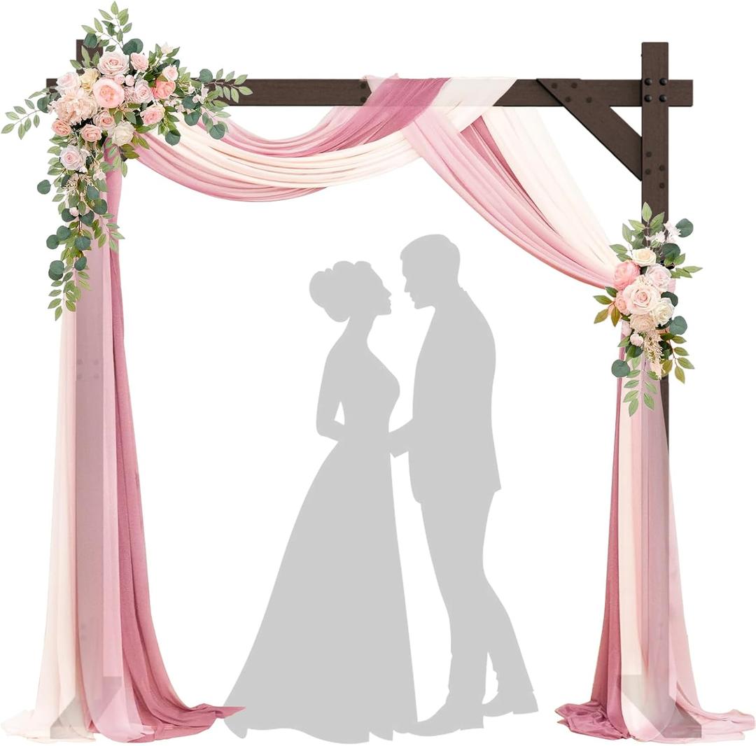 Chamvis 7.48FT Wooden Wedding Arch Frame, Wood Square Arch Backdrop Stand Wedding Arbor for Ceremony and Outdoor Lawn Decorations