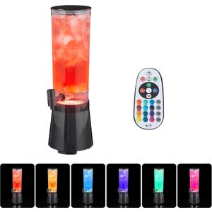WILON 3L LED Beverage Dispenser, Black Drink Dispenser for Parties with Ice Tube and LED Light, Beverage Container for Beer Juice Tea Soda, Drink Fountains for Parties (Water Cup not Included) (EXP 12/31/36)