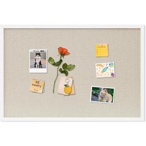 Cork Board with Linen White, Bulletin Board 30"x20" Hanging Corkboards for Office Home School Message Board or Vision Board Decoration.