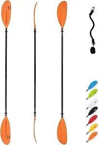 OCEANBROAD Kayak Paddle Alloy Shaft Kayaking Boating Canoeing Oar with Paddle Leash Orange