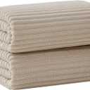 Oversized Bath Sheets 40x80 Inches Extra Large Bath Towels for Adults Super Soft Quick Dry Highly Absobent Microfiber Shower Towels for Bathroom, Pool, Gym, Yoga Towel (Beige, 2Piece)
