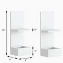 2-Tier White Floating Wall Shelf, 20x8x6 Wall-Mounted Wooden Beside Shelf/Nightstand for Home Décor, Plants, Cosmetics, Bathroom, Kitchen, Bedroom Storage (White with Box)