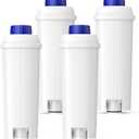 DLSC002 Water Filter Replacement Compatible With Delonghi Coffee Machine Filter Activated Carbon Softener For De'longhi Magnifica evo, Dinamica, Eletta, ECAM, ESAM, ETAM, Bco410/420, Ec680/800, 4 Pack