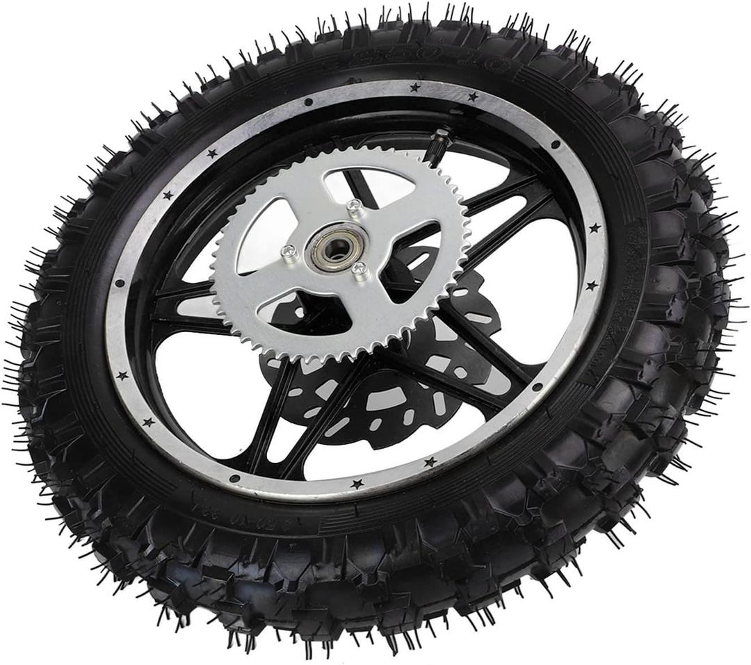 2.510in Rear Wheel Rim Tyre Assembly Nonslip Wearproof motorcycle motocross tirespit bike rim 10 inch Dirt Bike Rear Wheel, 10 Inch Pit Bike Rim, Bicycle Tire for Off Road Motorcycles Dirt Pit Bikes