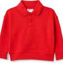 Amazon Essentials x Sofia Grainge Babies, Toddlers and Boys' French Terry Polo Sweatshirt (3T, Red)