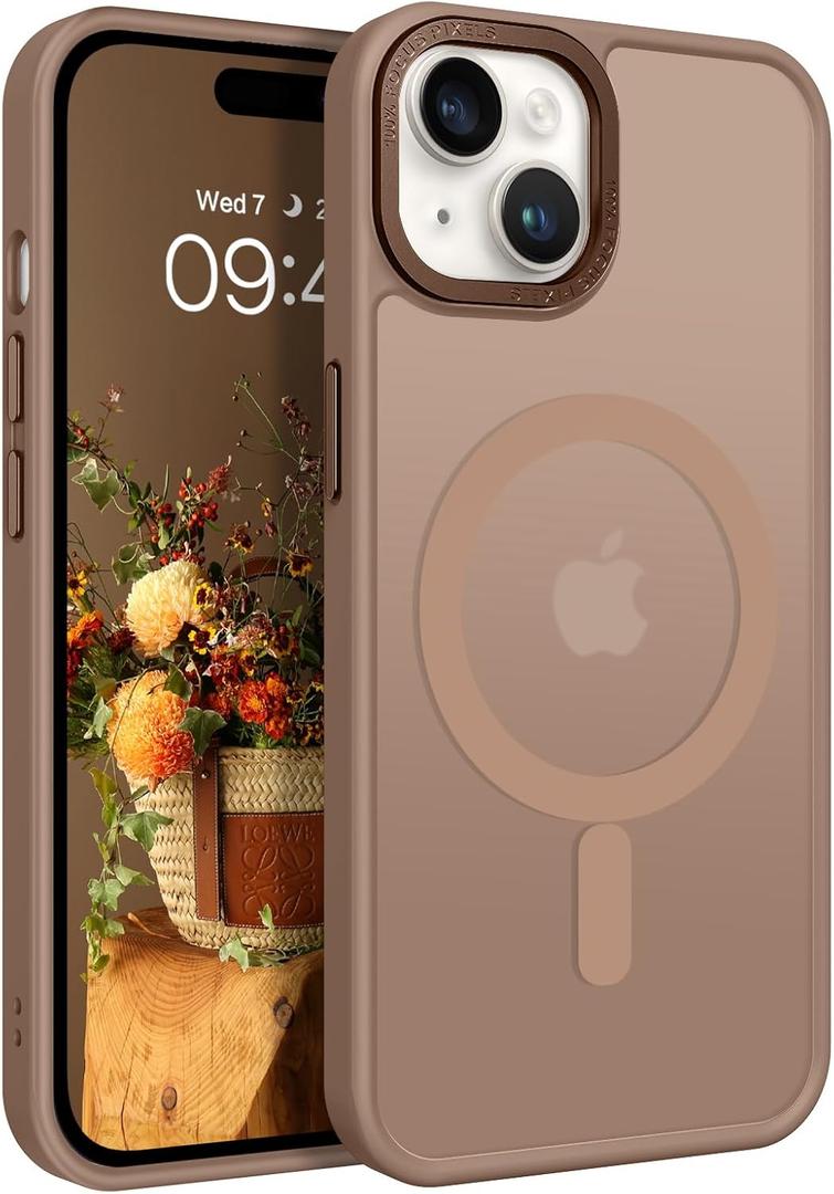 BENTOBEN for iPhone 15 Case, for iPhone15 Phone Case Compatible with MagSafe, Translucent Matte Magnetic Cover Shockproof Women Girl Protective Cute Case for iPhone 15 6.1", Brown, Desert