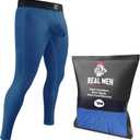 RM Real Men Nylon Pouch Running Leggings, Yoga Pants, Tights, Base Layer Cold Weather (Small, 1 Pack - Blue Aero Flex)