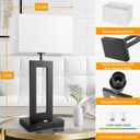 3 Color Temperatures Table Lamps for Bedrooms Set of 2, 22 Touch Control Bedside Nightstand Lamps with 2 USB Ports & AC Outlet, Stepless Dimmable Lamps with White Shade, Modern Decor for Living Room, Black
