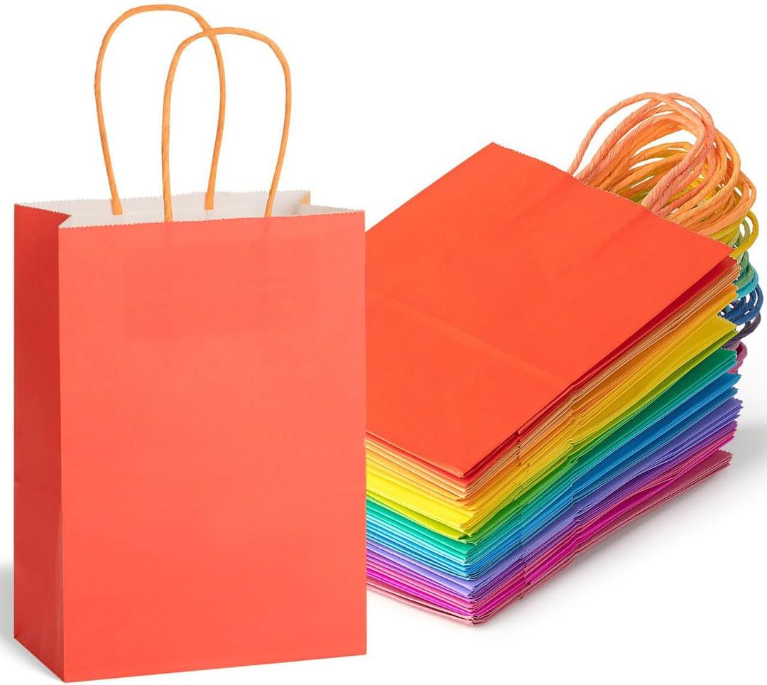 Mr. Pen- Paper Gift Bags with Handles, 32 Pack, 8.3" x 5.9" x 3.1", Small Kraft Paper Bags with Handles Bulk, Ideal for Gifts, Weddings, Baby Showers, Birthdays, Shopping, Party Favor