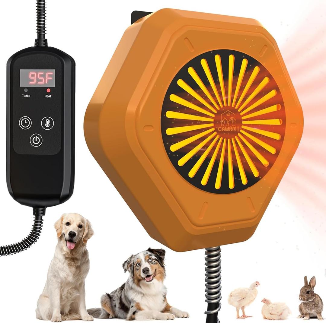 800W Dog House Heater, Pet House Heater with Over Heat Protection, Safe Dog Heaters for Outside Outdoor Dog Houses with Adjustable Digital Heating&9.8FT Anti Chew Cord