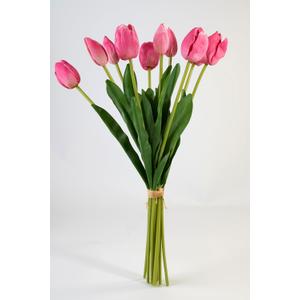 Artificial Tulips Real Touch 10PCS  19.7 Large PU Faux Brownie Tulips Flowers, Lifelike Fake Tulip Stems for Home Table Centerpiece, Garden Party Dcor, Artificial Easter Stems (Rose Pink)