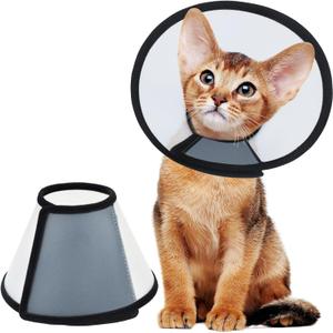 Vivifying Cat Cone Collar 3 Sizes Lightweight Soft Edge Recovery Cone for Cats, Adjustable Plastic Elizabethan Anti-Lick E-Collar for Post-Surgery Protection (Small)