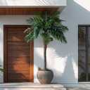 8.2FT Artificial Phoenix Palm Tree with Coconut Fruit Outdoor Indoor Decor Large Faux Coconut Silk Palm Tree Tropical Fake Tree Large Faux Sago Palm Plant for Home Yard Outside Patio Poolside