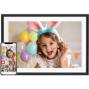 Frameo 10.1" WiFi Digital Picture Frame with 32GB Memory, 1280 x 800 IPS HD Touch Screen Electronic Photo Frame, Auto-Rotate, Slideshow, Wall Mountable, Share Photos/Video Remotely Anywhere (10.1 inch Black & White)