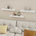 Vervida® White Floating Shelves for Wall, 24" Rustic Wood Deep Wall Mounted Shelves with Invisible Brackets for Decor & Storage, Floating Shelf for Living Room, Bathroom (Set of 3), 24x5.8
