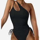 Eomenie Women's One Piece One Shoulder Swimsuit with Drawstring Tummy Control Bathing Suit Sexy High Cut Swim Suits XL