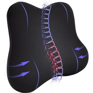 Ergonomic Lumbar Support Pillow for Office Chair, Memory Foam Lumbar Pillow Promote Back Pain Relief & Improve Posture, Low Back Support for Car, Gaming Chair, Couch, Breathable Cover, Black