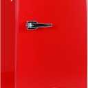 Frigidaire Retro Compact Fridge with Chiller, 3.2 cu ft Countertop Fridge with Built-In Bottle Opener, Compact Refrigerator for Office, Bedroom, Dorm Room or Cabin - 16.5" D x 19" W x 31" H (Red)
