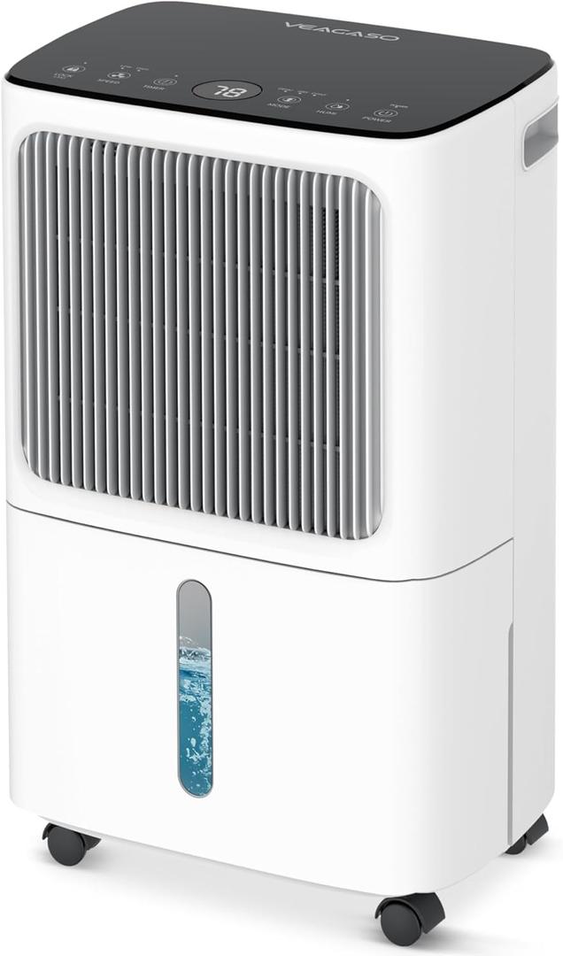 2500 Sq.Ft Dehumidifiers for Home with Drain Hose Max 34 Pints, VEAGASO Dehumidifier for Basement, Large Room, Bathroom, Bedroom, Three Modes, Intelligent Humidity Control, Dry Clothes, 24HR Timer (White)