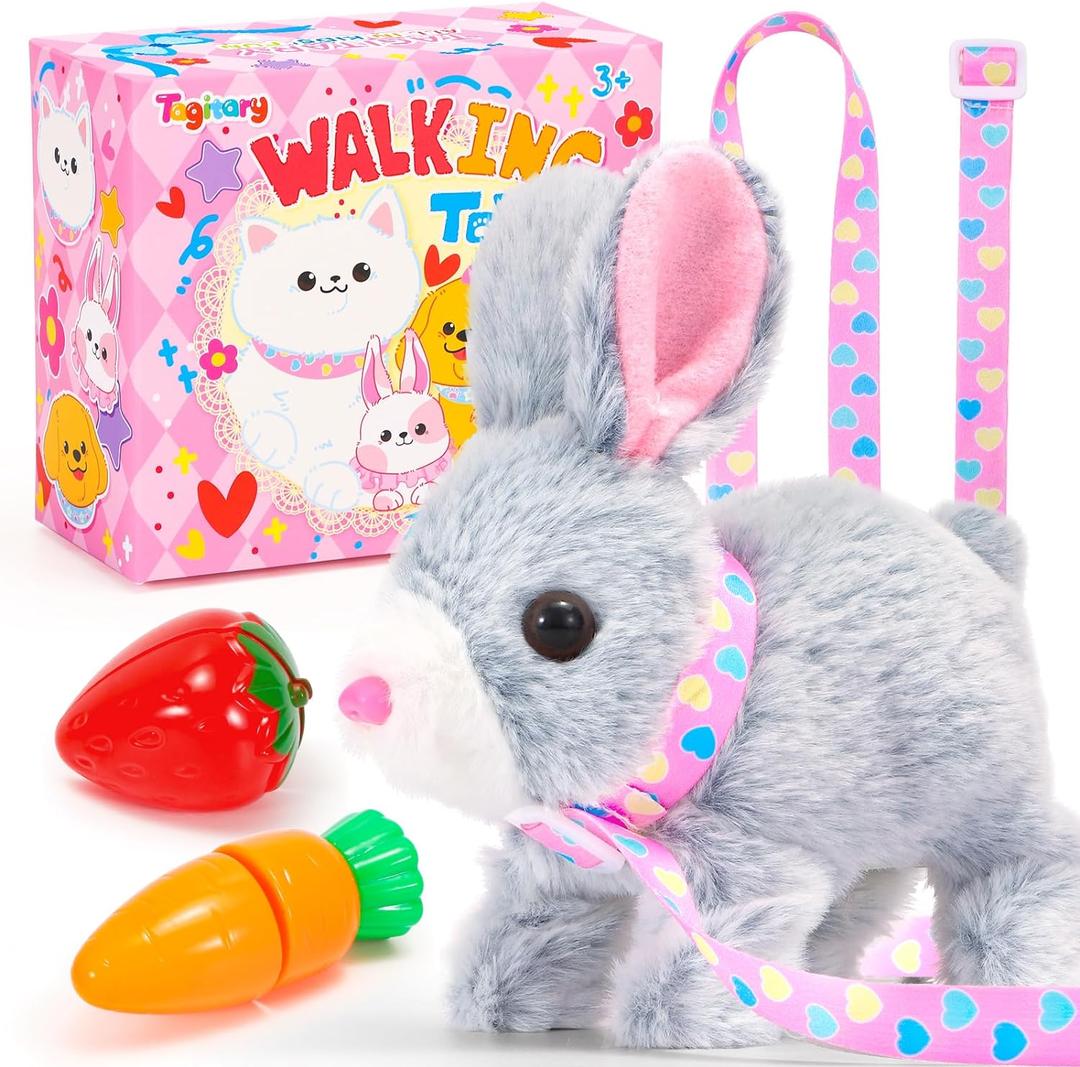 Tagitary Plush Bunny Toy for Kids,Interactive Realistic Bunny with Sounds, Walking, Ears Wiggling,Twitch Mouth and Nose,Hopping Rabbit Toys Easter Christmas Birthday Gift for Toddlers