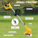 24V Electric Weed Wacker Cordless Grass Trimmer with 2x2000mAh Batteries & Fast Charger, 3 in 1 Stringless Lightweight Brush Cutter/Edger/Mower with 3 Types Blade & Wheels for Garden and Yard Lawn (Yellow)