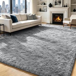 Light Grey 10x14 Area Rugs for Living Room, Fluffy Rug Large Bedroom Carpet