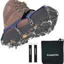 Upgraded Version of Walk Traction Ice Cleat Spikes Crampons, True Stainless Steel Spikes and Durable Silicone, Boots for Hiking On Ice & Snow Ground,  Mountian (Large)