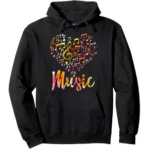 I Love Music Hoodie Heart  Pullover Hoodie, Size Small