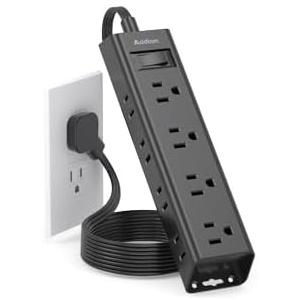 10 FT Extension Cord - Long Power Strip Surge Protector, Flat Plug, 12 Widely Outlets 3 Sides Outlet Extender, 900J, Wall Mount, Desk Charging Station Compact for Home Office Dorm Room Essentials