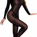 Women Full Body Stockings Oil Shiny Bodysuit Rave Outfits Clubwear