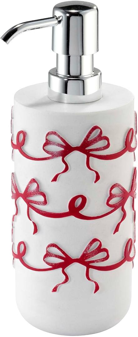 Avanti Linens - Lotion Pump/Soap Dispenser, Durable Hand-Painted Resin, Countertop Accessories, Holiday Home Decor (Christmas Bows)