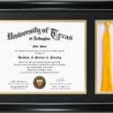 GraduationMall 11x17 Black Diploma Frame with Tassel Holder for 8.5x11 Certificate Document,Real Glass, Black over Gold Mat