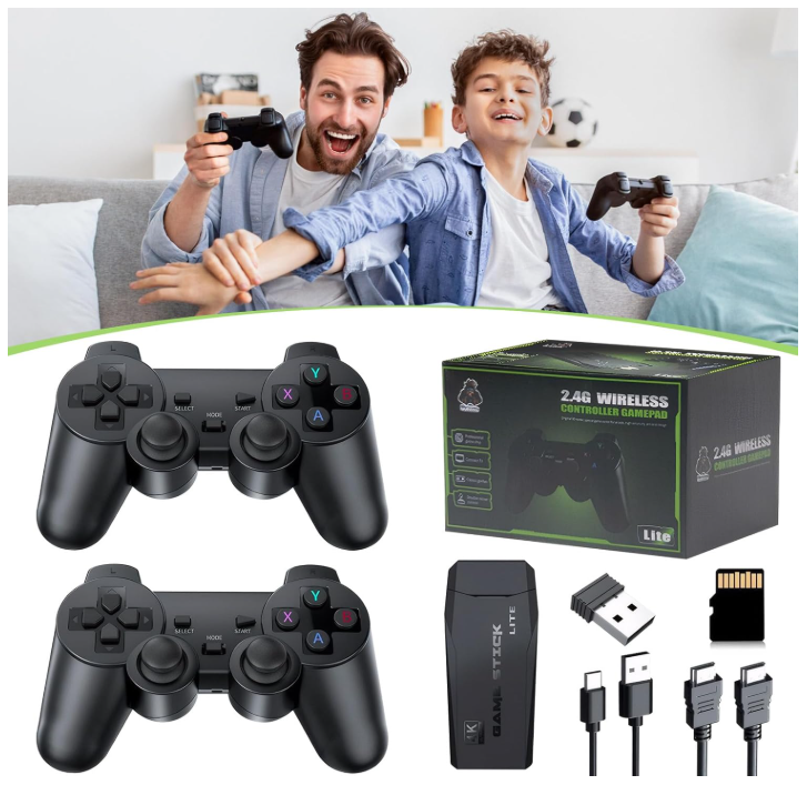 Retro Gaming Console for TV with 2.4G Wireless Controllers, Retro Game Stick with 40,000+ Classic Games and 28 Builtin Emulators, Video Gaming Stick HDMI Output, Plug & Play