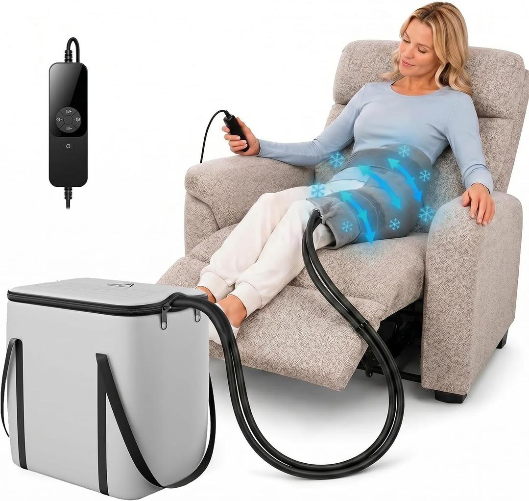Ice Machine for Hip After Surgery, Cold Therapy Machine for Hip Replacement Recovery with Remote Control, Quiet Ice Therapy System with 18QT Portable Cooler for Pain Relief & Swelling Reduction