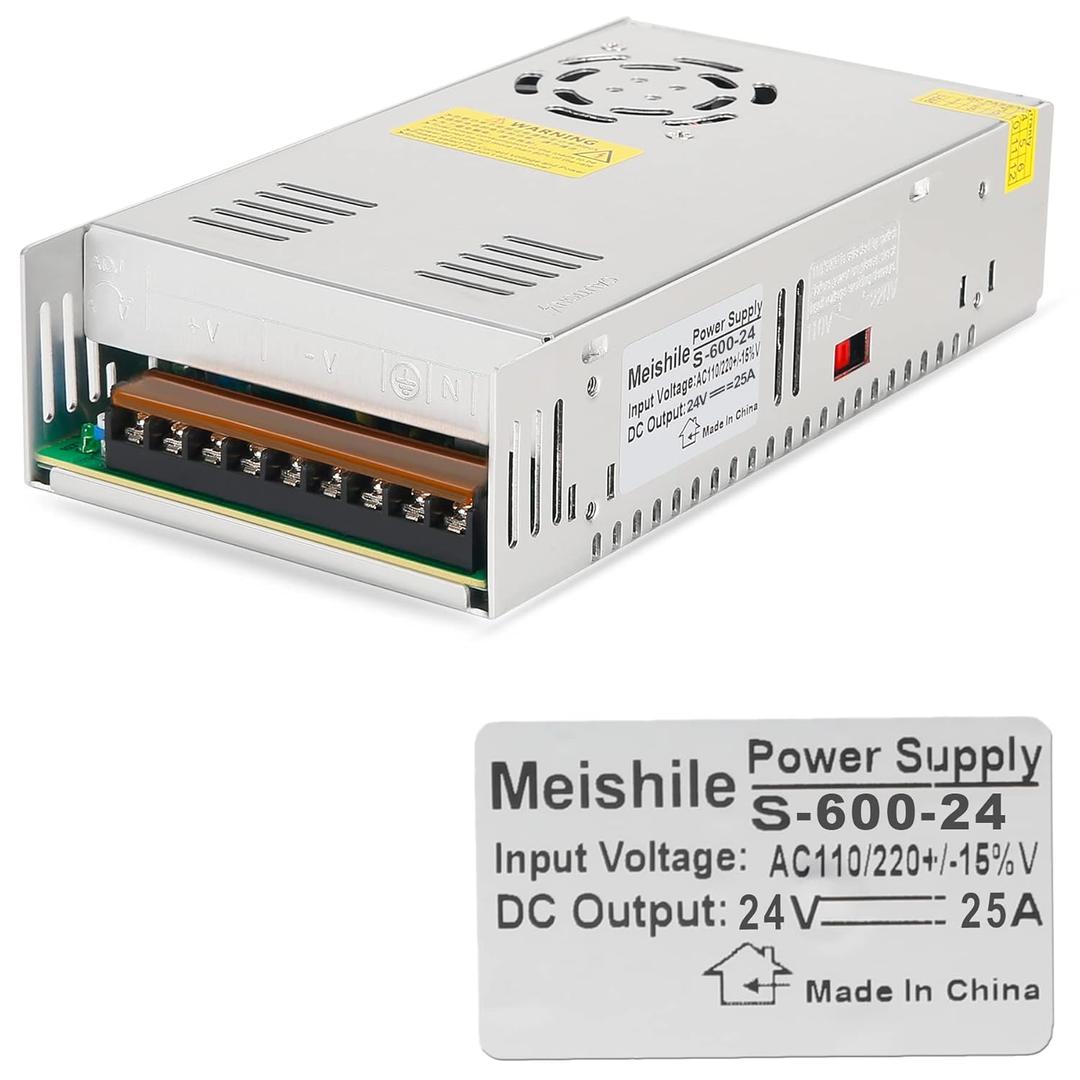 24V 25A 600W DC Switching Power supply Adapter PSU AC-DC 24Volt Industrial Transformer Converter 0-20/10amps LED drive Lamp Meter Electric Printer Heater Motor Pump Stereos Amplifier Fan SMPS 110V/220