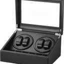 Automatic Watch Winder with 4 Quiet Japanese Motor+ 6 Display Storage Spaces,Luxury Watch Box for Man/Woman's Watches (Carbon fiber leather-WW103T)