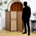 3 Panel Short Panel Divider Screen,3.95 FT Tall Bamboo Room Divider Folding Privacy Screen,Short Panel Divider Freestanding Room Divider for Room Seperation,Brown