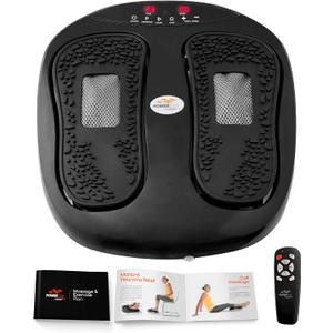 Power Legs Electric Foot Massager Machine with Remote Control, Adjustable Speed, Vibration - Calf Massager - Feet Massager for Neuropathy Pain Relief, Plantar Fasciitis, Leg Blood Circulation (Black)
