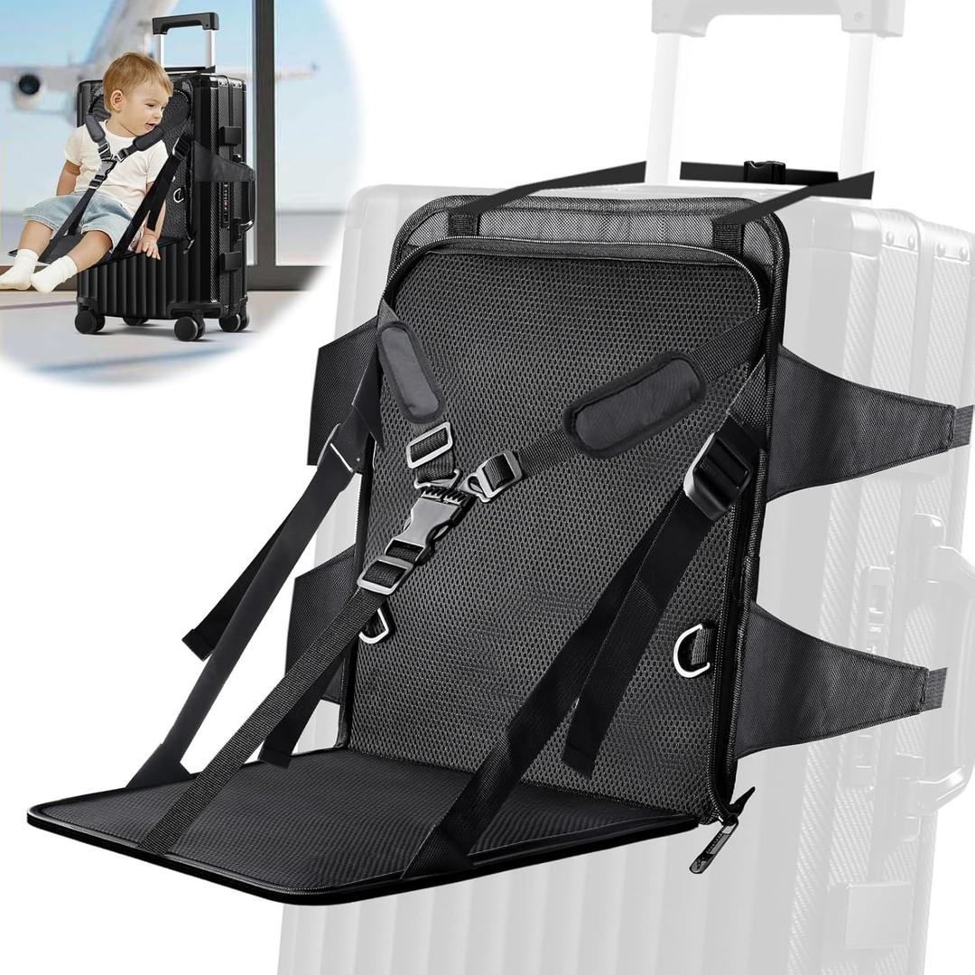 zxbaers Upgraded Kids Travel Seat, Portable Luggage Seat for Toddler Kids Ride on Suitcase with Seat Belt, Carry On Suitcase with Baby Seat, Free Parents' Hands Made Travel Easier