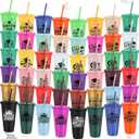 Skylety 48 Pack 2025 Graduation Gifts Bulk Graduation Cups 24 oz Reusable Drinking Tumbler with Lid Straw Hot Cold Drink for Class of 2025 Party Favor End of The Year Gifts (Black Printed)