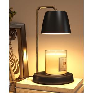 Candle Warmer Lamp with Timer and Dimmer - Electric Candle Lamp Warmer for Jar Candles - Ideal Home Decor Gift for Women, Daughter, and Mom - Includes 2 Bulbs (Black & Gold)