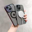 for iPhone 13 Case Magnetic Clear Phone Cases [Compatible with Magsafe], Military Grade Protective Bumper Slim Fit Cell Phone Shockproof Cover for Men Women Girls - Gray