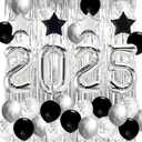 JOJO FLY New Years Eve Party Decorations Kit, Silver 2026 Balloons, Black and Silver Balloons Set, Silver Foil Curtain, Graduation Decorations, New Years Eve Party Supplies 2026