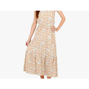 Anna-Kaci Women's Halter Neck Floral Print Tiered Midi Dress with Elastic Waist, S
