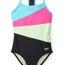 Speedo Swimsuit Solid Radiating Splice One Piece 8 Y
