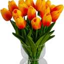 Nature’s Mimic 20pcs red Faux Silk Tulips Flowers Fake Flowers Bouquets 13.5" Mother's Day Easter Valentine’S Day Gifts in Home Kitchen Wedding Dining Table Decorations Aesthetic No Odor