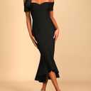 Women's Off the Shoulder Midi Dress Bodycon Formal Wedding Guest Dresses Elegant Backless Strapless