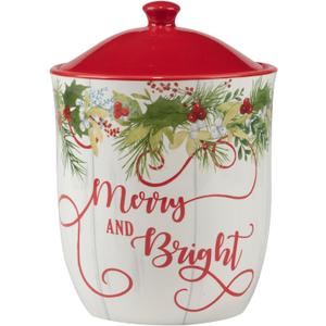 Certified International Winter Greens Biscuit Jar.,