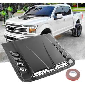 Universal Car Hood Vent,Car Engine Hood Vents,Hood Scoop Air Vent for Trucks, Suit for Dodge Ram 1500 2500 3500,Chevy Silverado, F-150, F-250, F-350(Black) (Black-20 X 18.5 Inches)